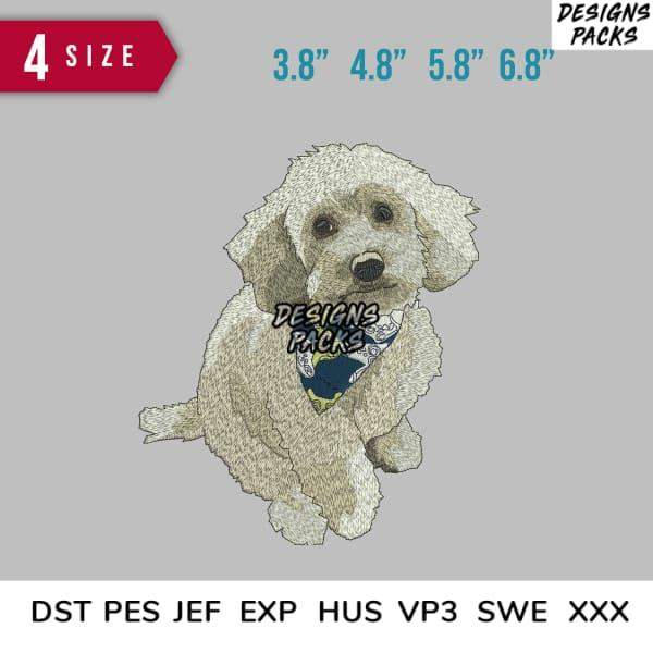 Cute poodle embroidery design in 4 sizes, compatible with DST PES JEF formats for instant download