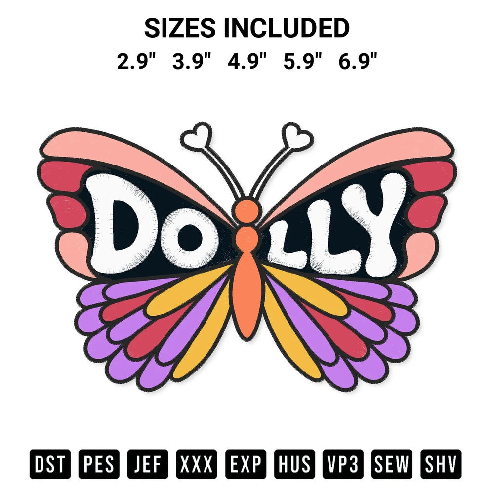 Dolly Butterfly Embroidery Design