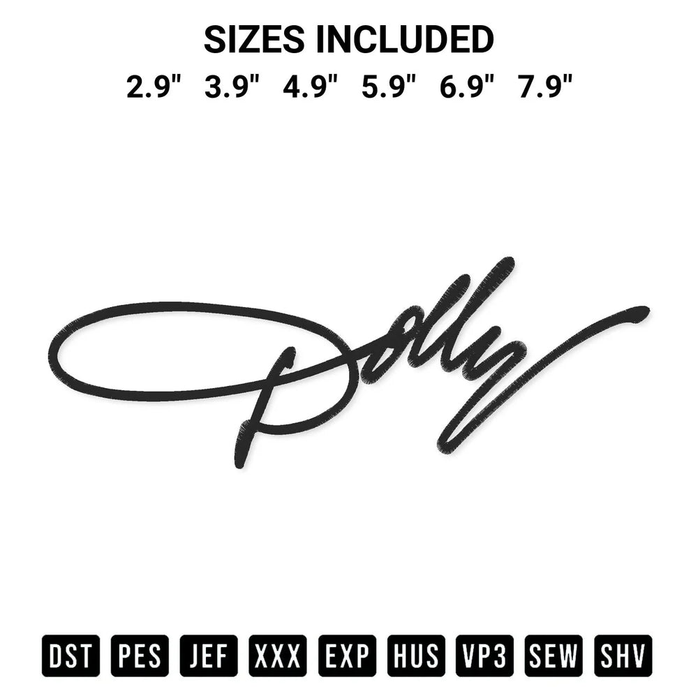 Dolly Parton Signature Logo Embroidery Design