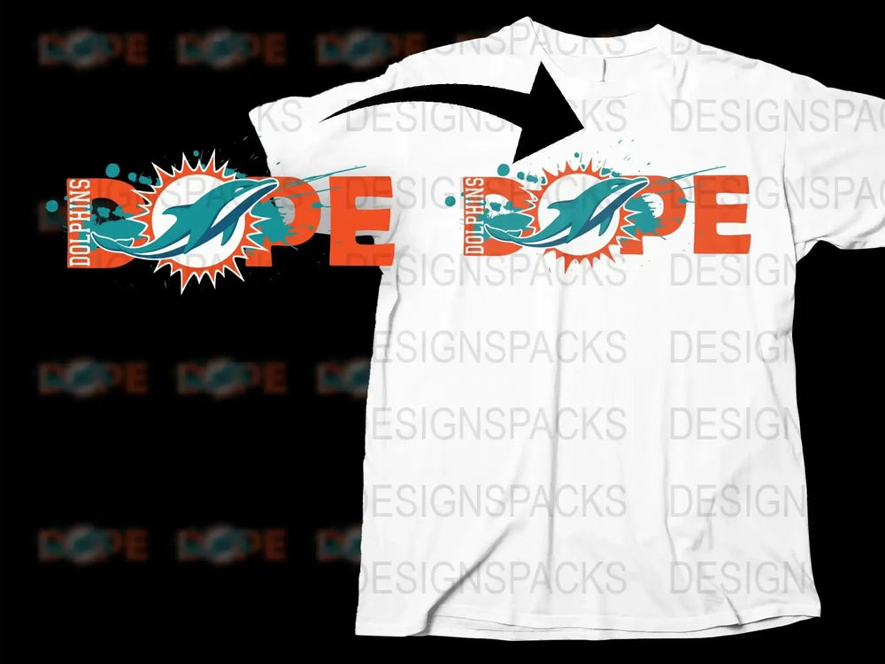 Miami Dolphins Inspired Graphic T-Shirt, White Casual Sporty Tee, Trendy Men's Fashion, Football Fan Apparel