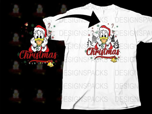 Christmas Duck T-Shirt, Cute Holiday Graphic Tee, Festive White Duckling Shirt, Casual Fashion Top for Family Celebrations