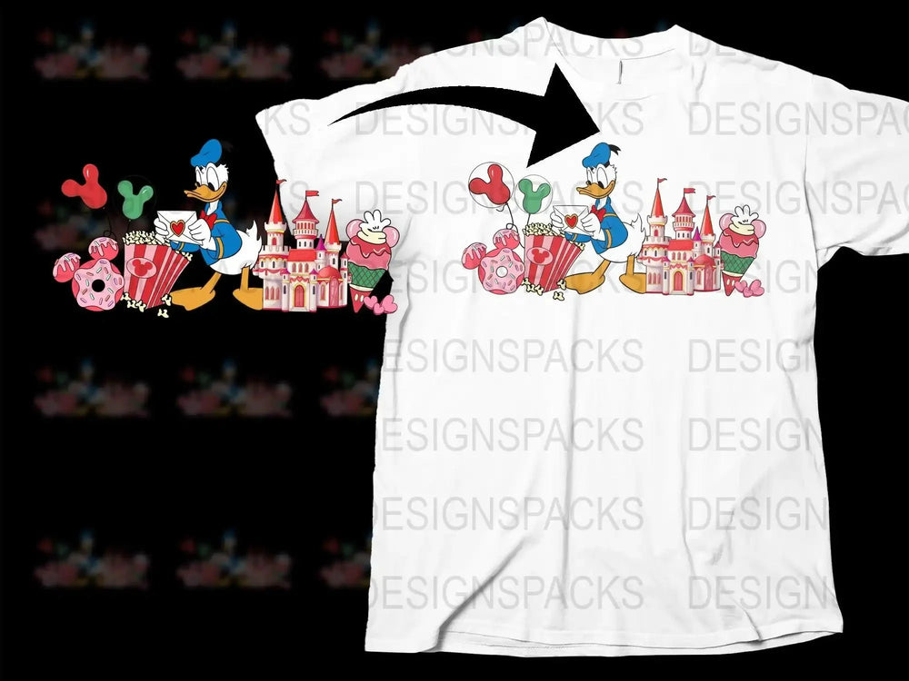 Donald Duck Valentine Castle Fun Graphic Png Digital Download