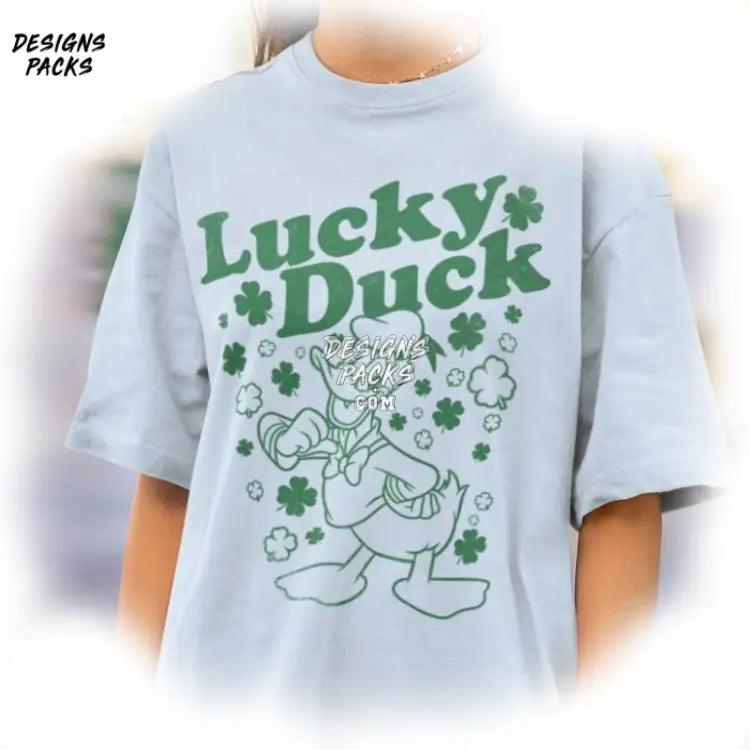 Donald Lucky Duck Irish Leaf Clover Cartoon St Patrick’s Day Png Design