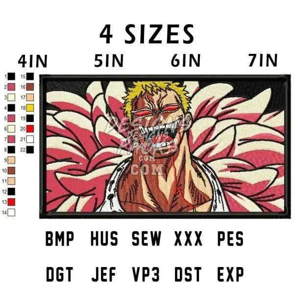 Donquixote Doflamingo One Piece Anime Embroidery Design
