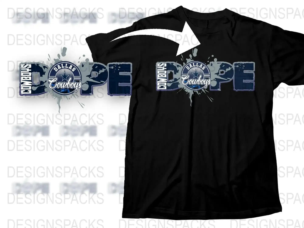 Dallas Cowboys Inspired T-Shirt, Black Cotton Tee, Sports Fan Apparel, Football Season Gear