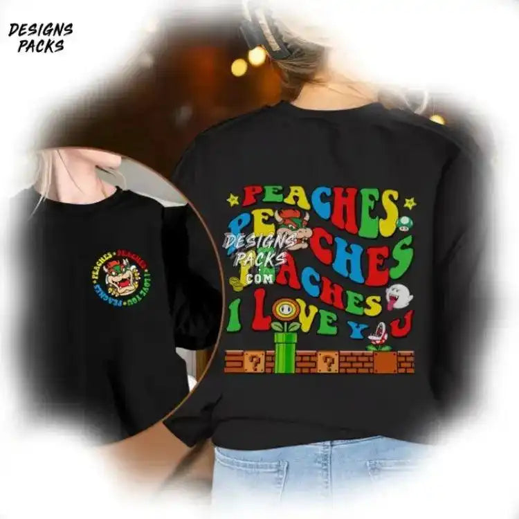 Double Side Peaches I Love You Super Mario Bowser Song Png Design
