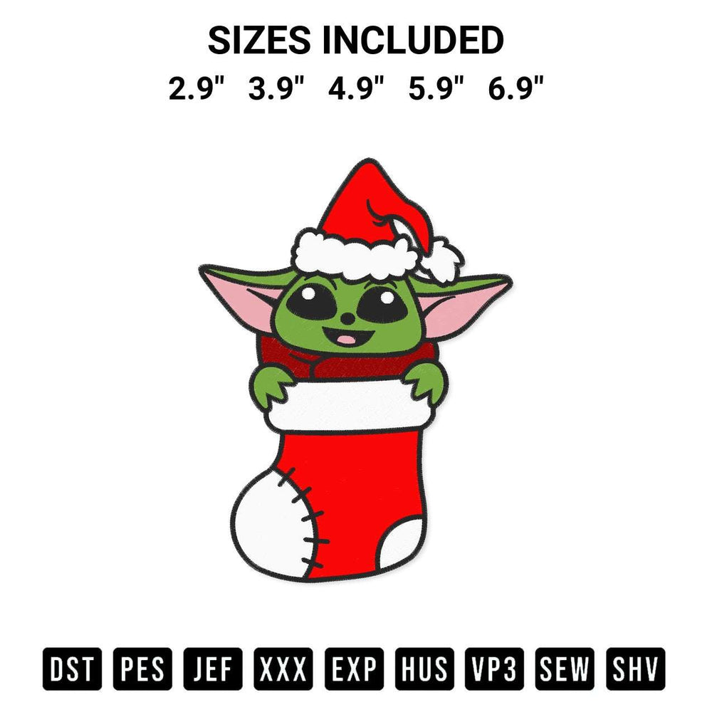 Looking for the perfect pattern? Download the Baby Yoda In Stocking Christmas Embroidery Design embroidery design today at Designspacks.com. Crisp, clean stitching guaranteed. Available sizes: 2.9", 3.9", 4.9", 5.9", 6.9".