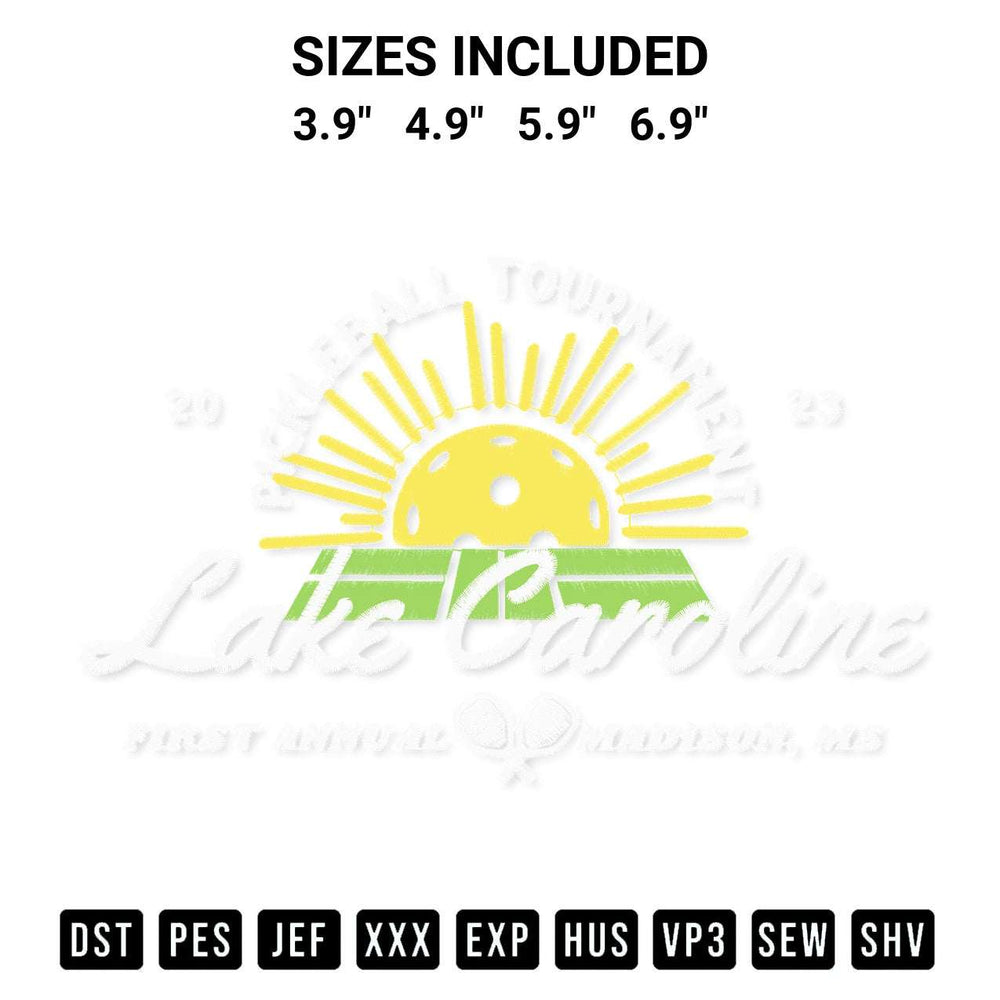 Discover the perfect addition to your crafting collection: Lake Caroline Pickleball Tournament 2023 Embroidery Design embroidery file. Instantly available at Designspacks.com. Available sizes: 3.9", 4.9", 5.9", 6.9".