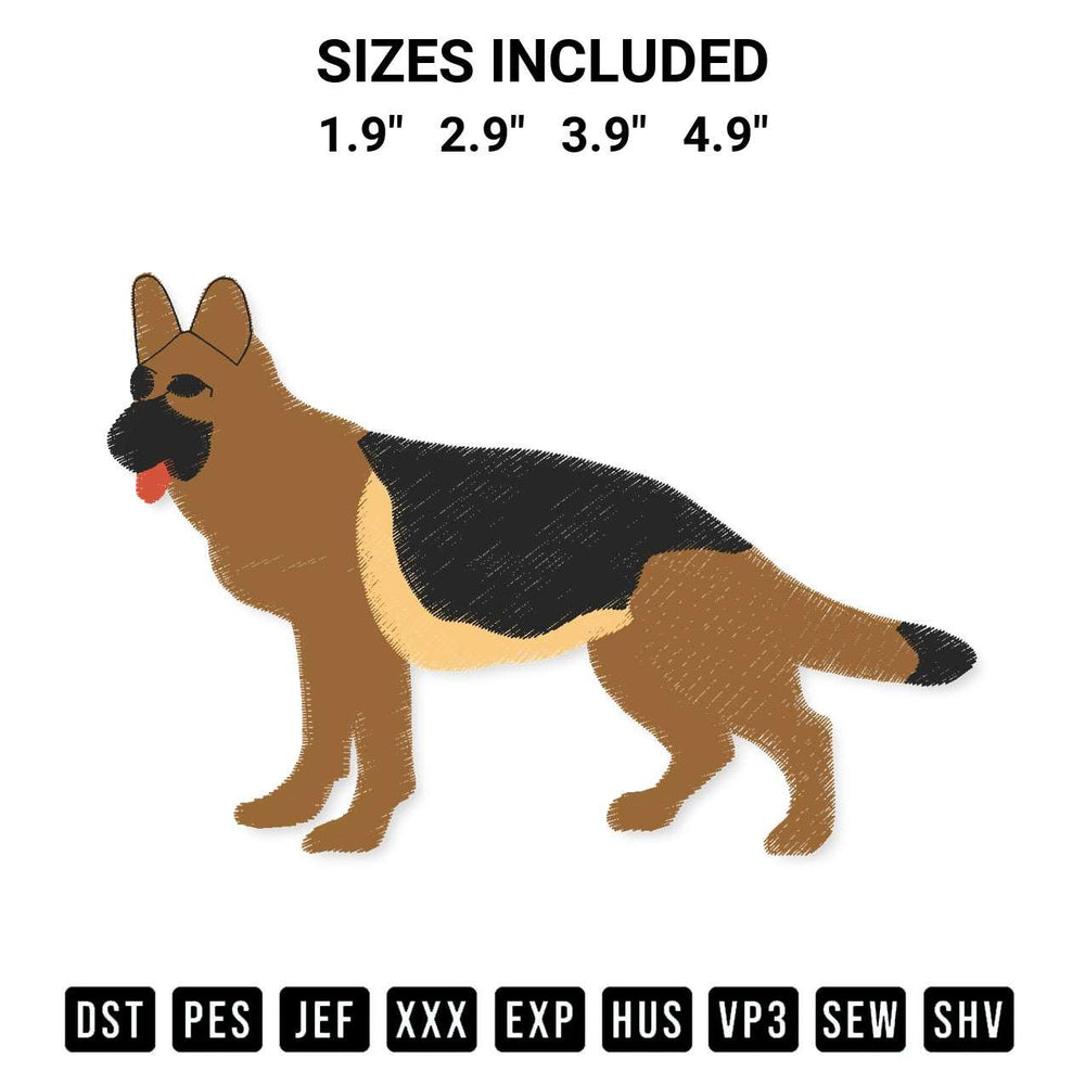 Download the German Shepherd Dog Embroidery Design machine embroidery design exclusively at Designspacks.com. Premium digitized pattern for apparel and DIY crafts. Available sizes: 1.9", 2.9", 3.9", 4.9".