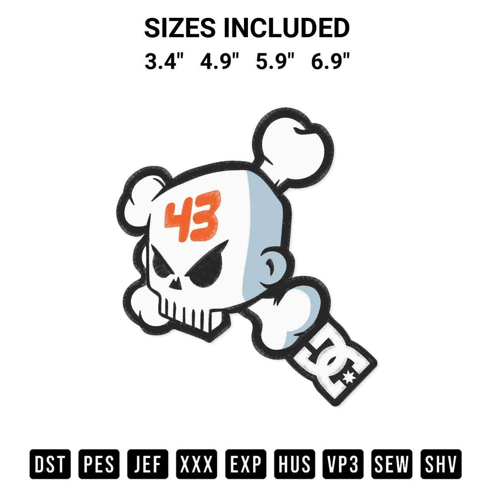 Get the Ken Block 43 Skull Logo Racing Rip Ken Block Racing Legend Embroidery Design embroidery design for your custom crafts! Premium digitized files available for instant download at Designspacks.com. Available sizes: 3.4", 4.9", 5.9", 6.9".