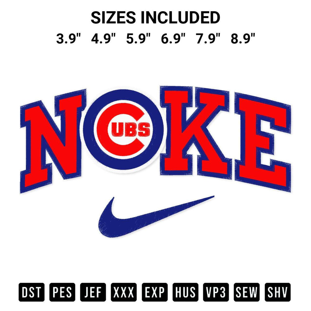 Get the Chicago Cubs X Nike Embroidery Design embroidery design for your custom crafts! Premium digitized files available for instant download at Designspacks.com. Available sizes: 3.9", 4.9", 5.9", 6.9", 7.9", 8.9".