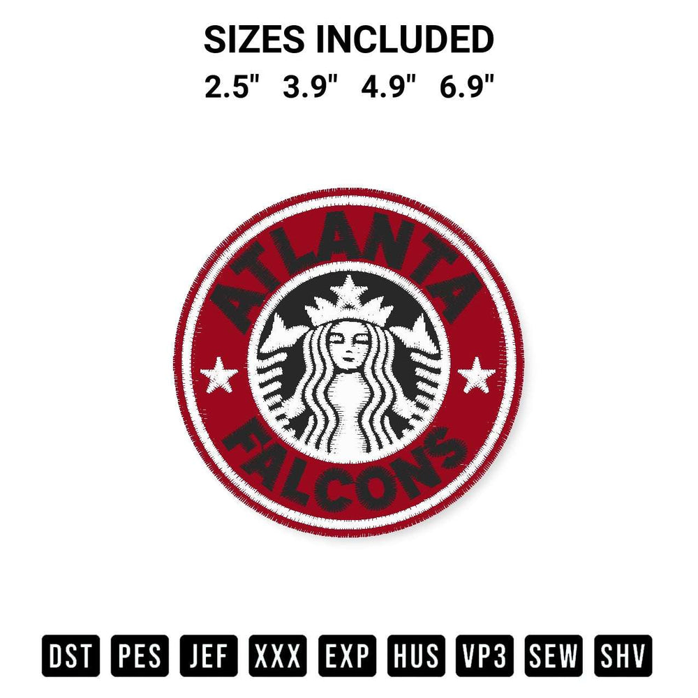 Elevate your next project with our Atlanta Falcons Starbucks Logo Embroidery Design embroidery file. Shop high-quality digital patterns instantly at Designspacks.com. Available sizes: 2.5", 3.9", 4.9", 6.9".