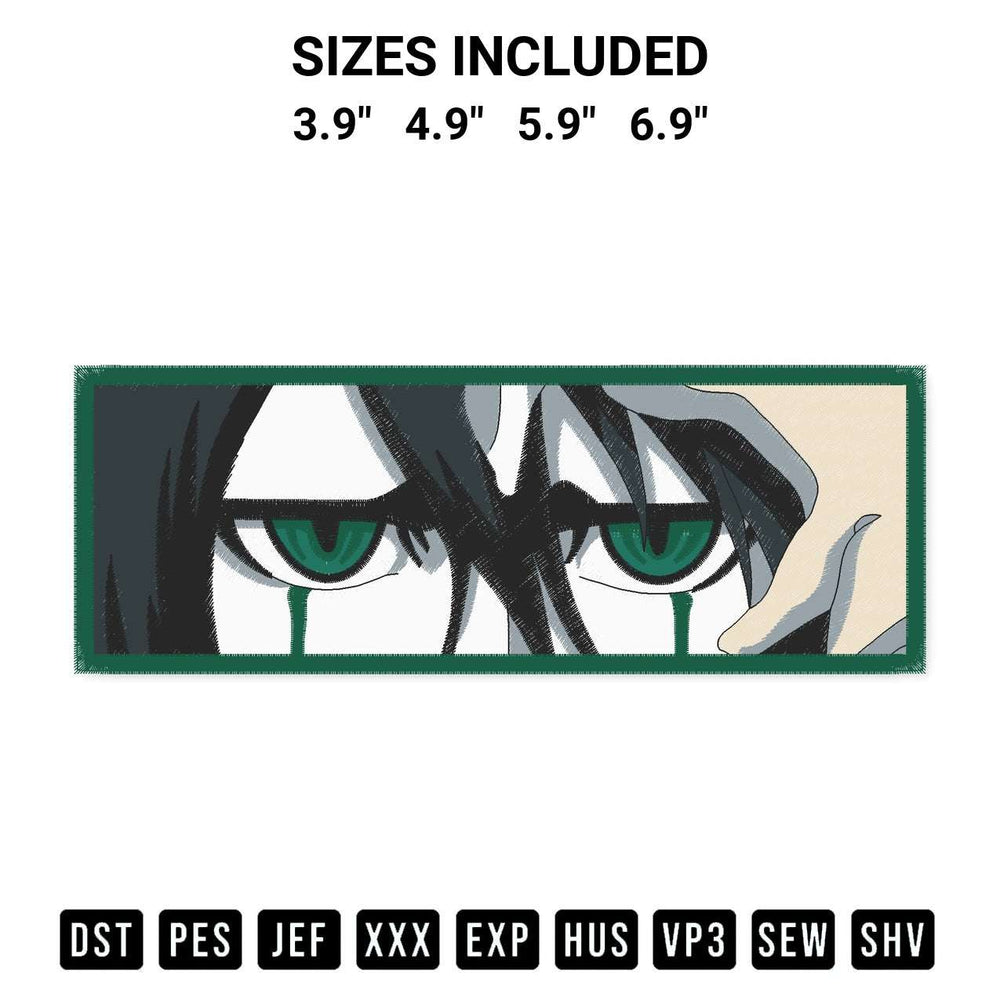 Stitch like a pro with the Ulquiorra Cifer Bleach Embroidery Design embroidery pattern from Designspacks.com. High-quality digital machine embroidery file. Available sizes: 3.9", 4.9", 5.9", 6.9".