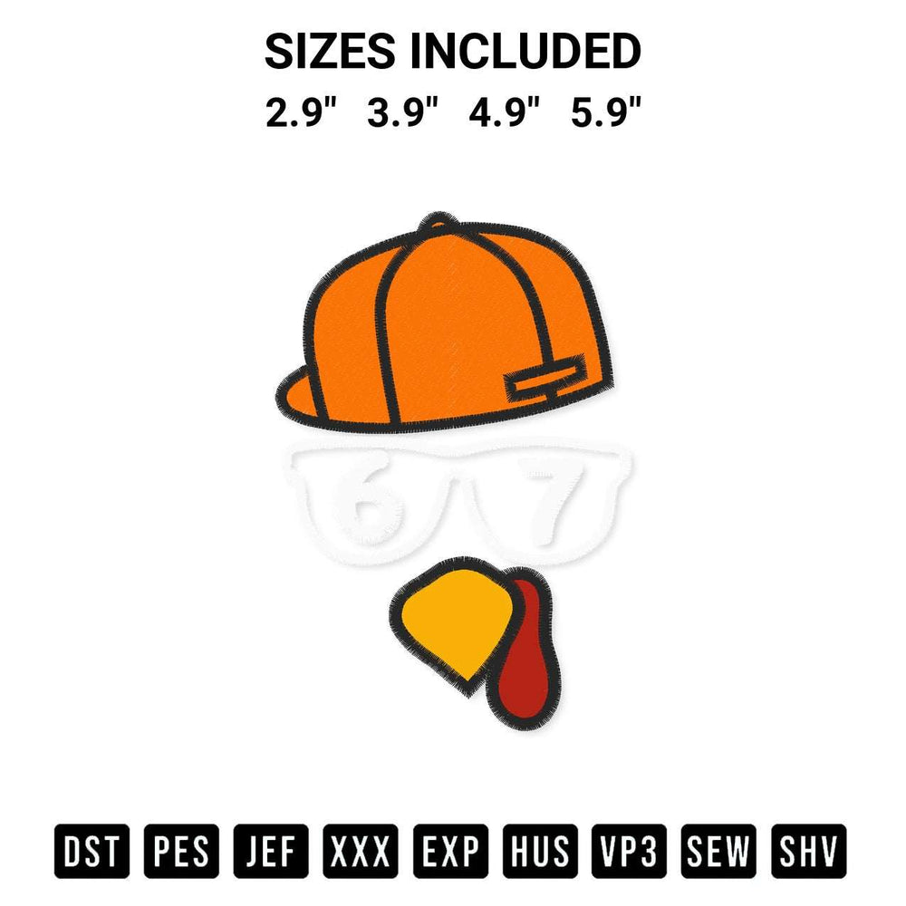 Looking for the perfect pattern? Download the Face Turkey 6 7 Six Seven Embroidery Design embroidery design today at Designspacks.com. Crisp, clean stitching guaranteed. Available sizes: 2.9", 3.9", 4.9", 5.9".