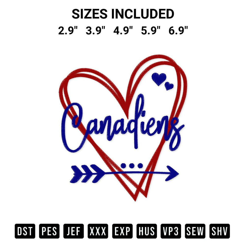 Elevate your next project with our Montreal Canadiens Heart Embroidery Design embroidery file. Shop high-quality digital patterns instantly at Designspacks.com. Available sizes: 2.9", 3.9", 4.9", 5.9", 6.9".