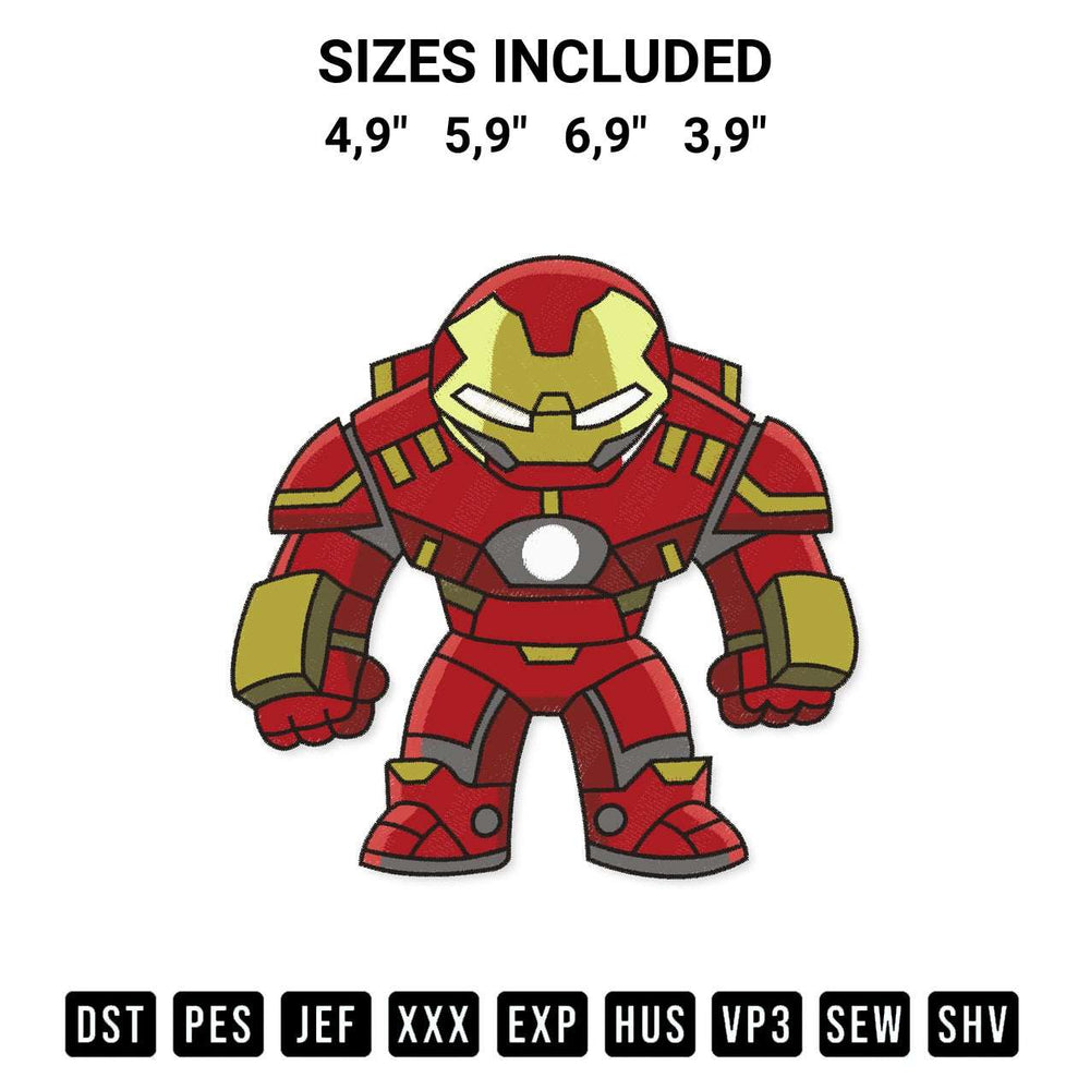 Elevate your next project with our Chibi Iron Man Marvel Avengers Logo Embroidery Design embroidery file. Shop high-quality digital patterns instantly at Designspacks.com. Available sizes: 4,9", 5,9", 6,9", 3,9".
