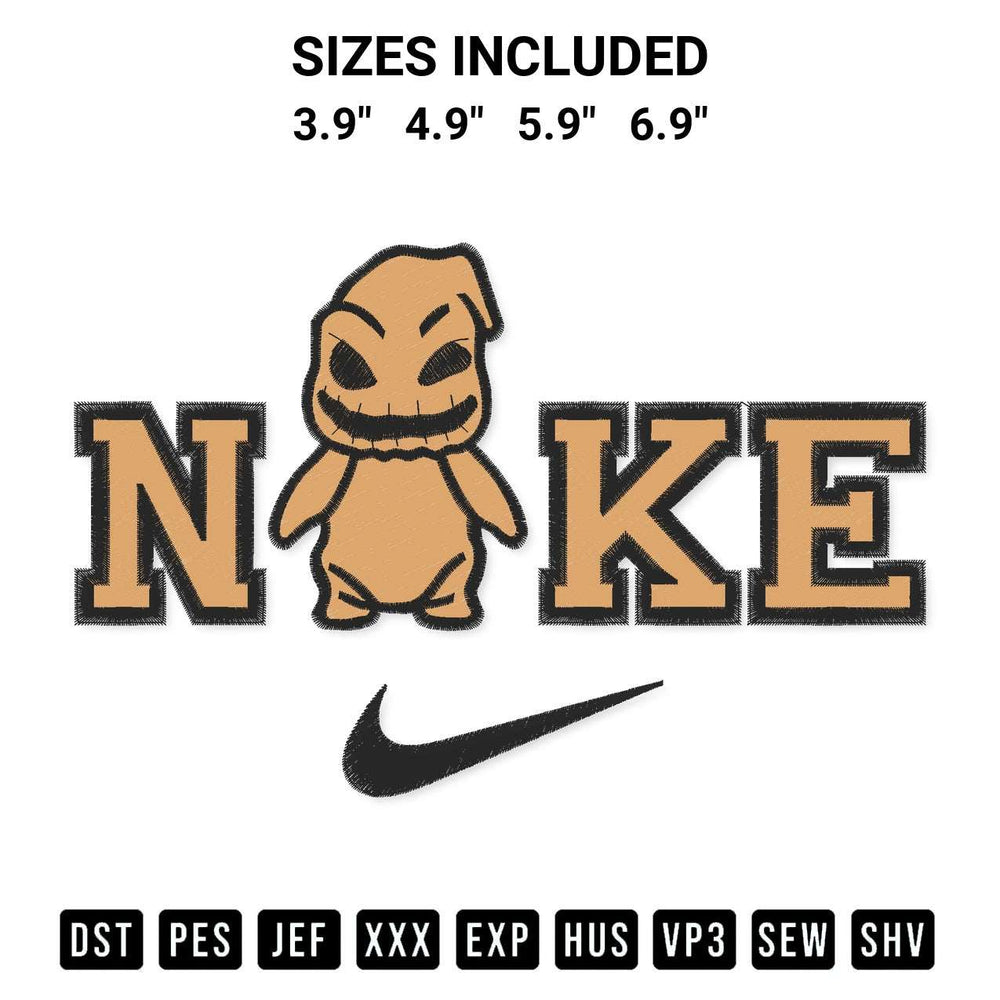 Looking for the perfect pattern? Download the Nike Oogie Boogie Horror Halloween Embroidery Design embroidery design today at Designspacks.com. Crisp, clean stitching guaranteed. Available sizes: 3.9", 4.9", 5.9", 6.9".