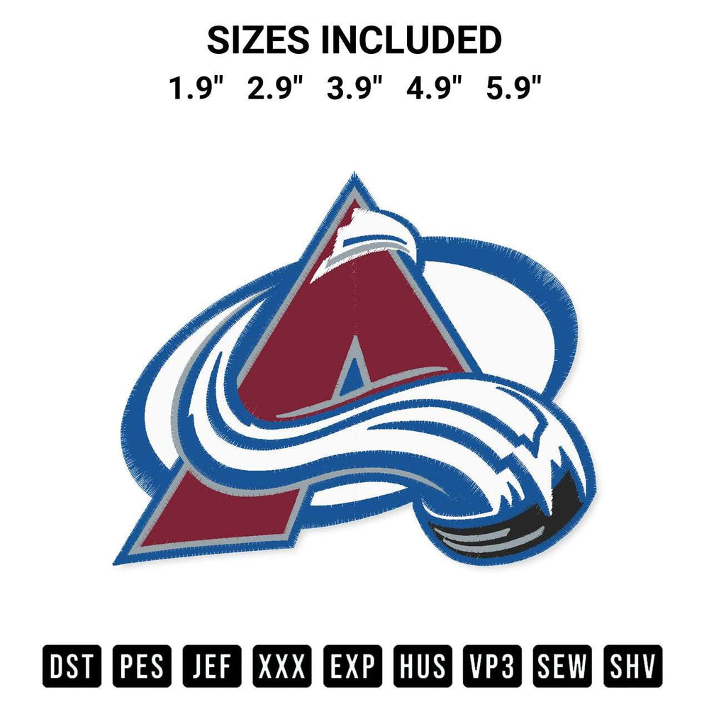 Transform your fabrics with the Colorado Avalanche Logo Embroidery Design embroidery design. Instant access to premium digitized patterns at Designspacks.com. Available sizes: 1.9", 2.9", 3.9", 4.9", 5.9".