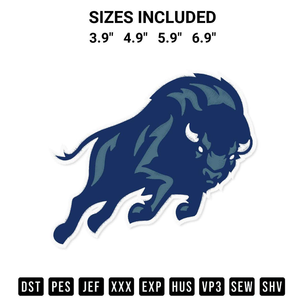 Stitch like a pro with the Howard Bison Mascot Embroidery Design embroidery pattern from Designspacks.com. High-quality digital machine embroidery file. Available sizes: 3.9", 4.9", 5.9", 6.9".