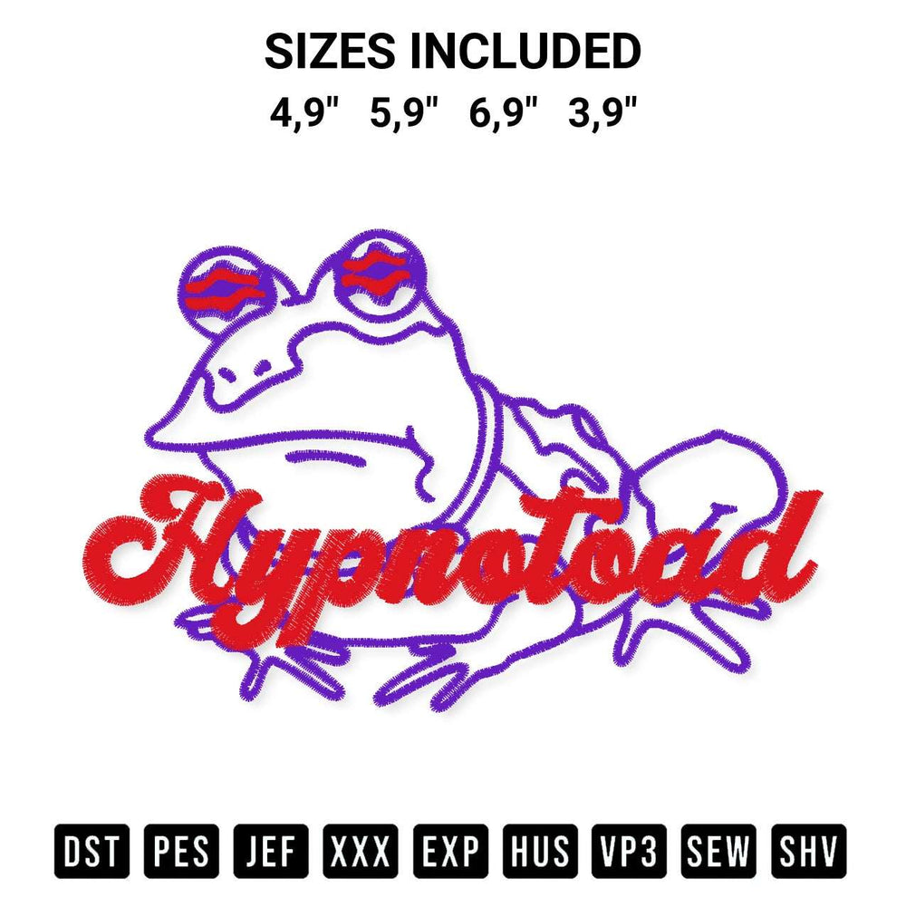 Discover the perfect addition to your crafting collection: Hypnotoad Funny Frog Football Coach Futurama Tv Series Logo Embroidery Design embroidery file. Instantly available at Designspacks.com. Available sizes: 4,9", 5,9", 6,9", 3,9".