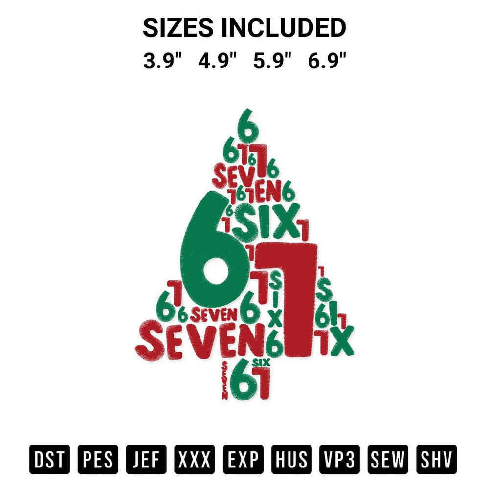 Elevate your next project with our Six Seven Christmas Tree Embroidery Design embroidery file. Shop high-quality digital patterns instantly at Designspacks.com. Available sizes: 3.9", 4.9", 5.9", 6.9".