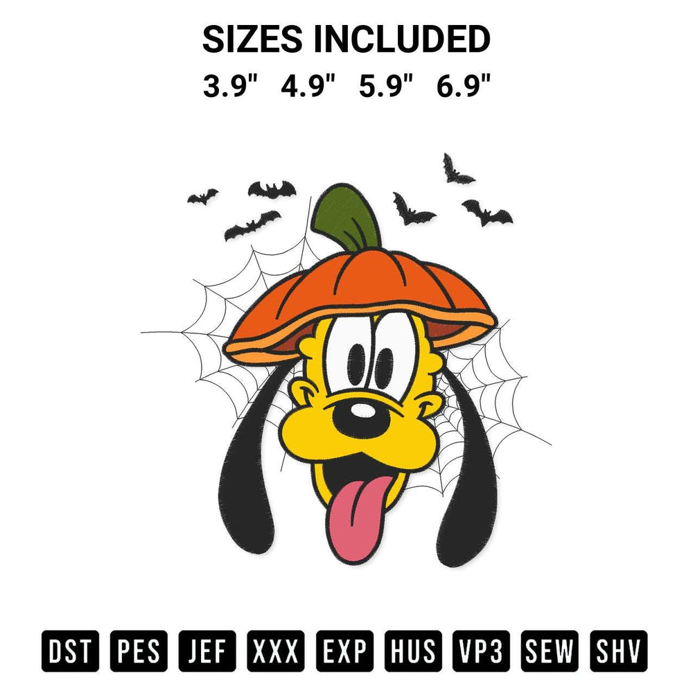 Shop the Face Pluto Halloween Embroidery Design machine embroidery pattern at Designspacks.com. Beautifully digitized for flawless stitching on any fabric. Available sizes: 3.9", 4.9", 5.9", 6.9".