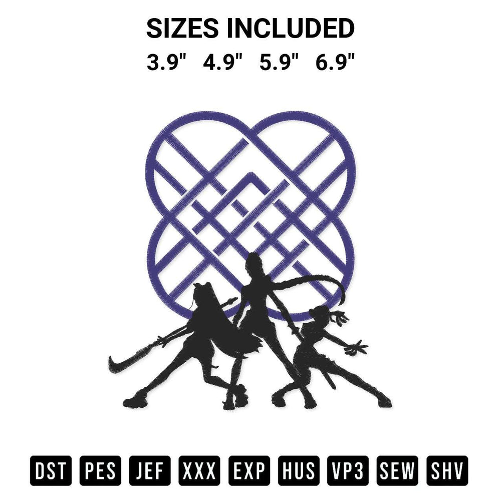 Shop the Kpop Demon Hunters Girl Group Silhouette Embroidery Design machine embroidery pattern at Designspacks.com. Beautifully digitized for flawless stitching on any fabric. Available sizes: 3.9", 4.9", 5.9", 6.9".