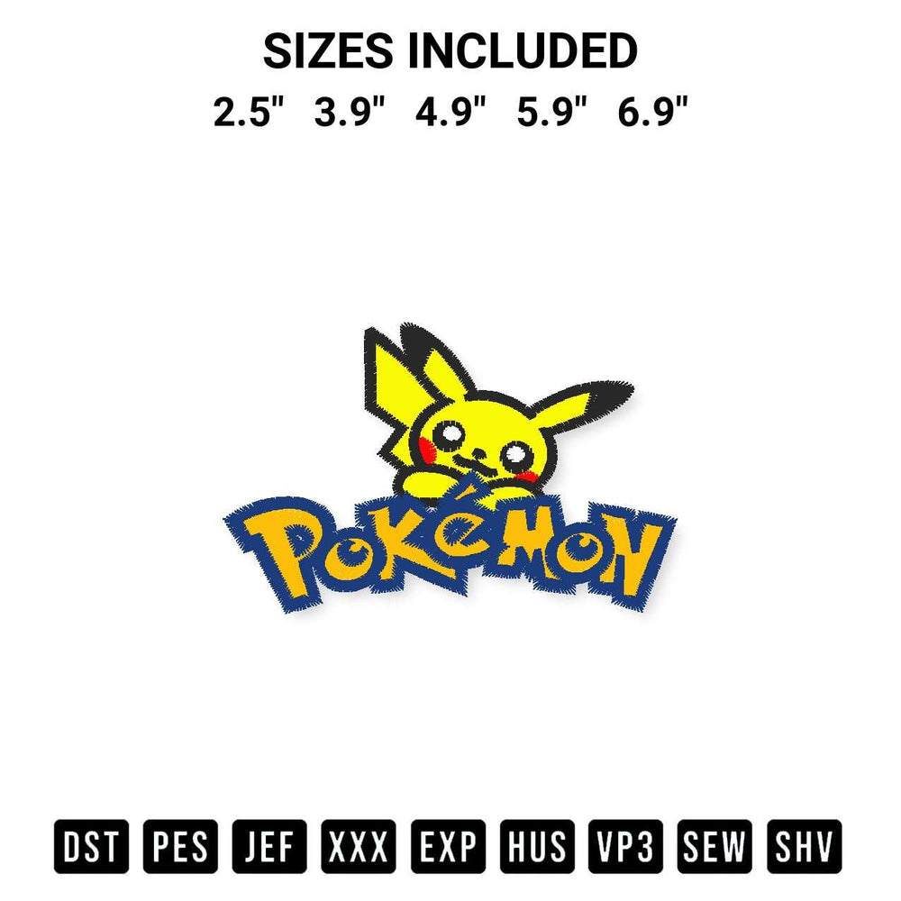 Transform your fabrics with the Pokemon Pikachu Embroidery Design embroidery design. Instant access to premium digitized patterns at Designspacks.com. Available sizes: 2.5", 3.9", 4.9", 5.9", 6.9".