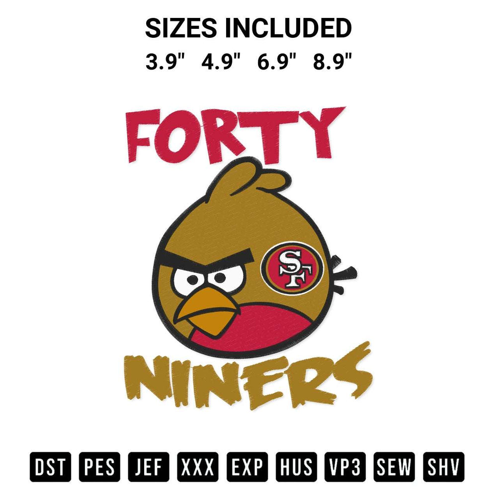 Discover the perfect addition to your crafting collection: Bird Forty Niners Sf 49Ers Embroidery Design embroidery file. Instantly available at Designspacks.com. Available sizes: 3.9", 4.9", 6.9", 8.9".
