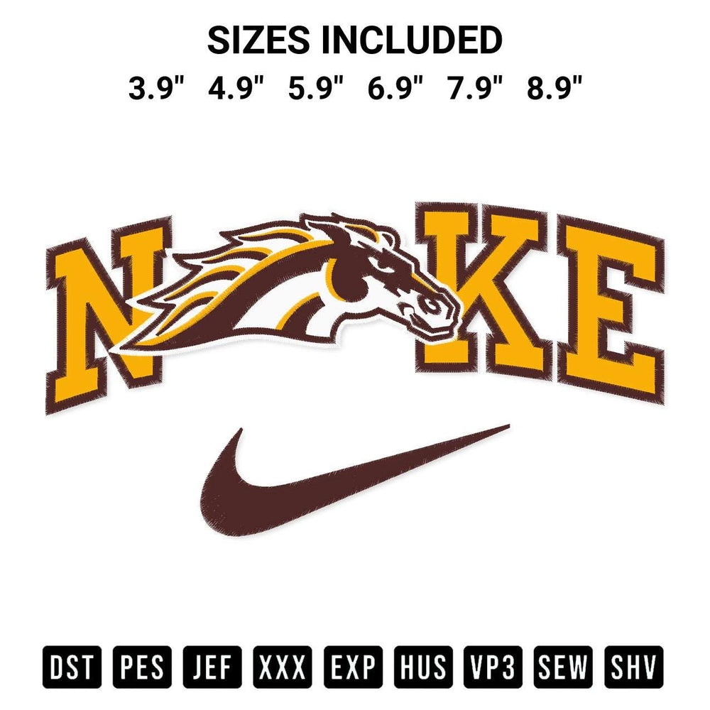 Stitch like a pro with the Western Michigan Broncos X Nike Embroidery Design embroidery pattern from Designspacks.com. High-quality digital machine embroidery file. Available sizes: 3.9", 4.9", 5.9", 6.9", 7.9", 8.9".