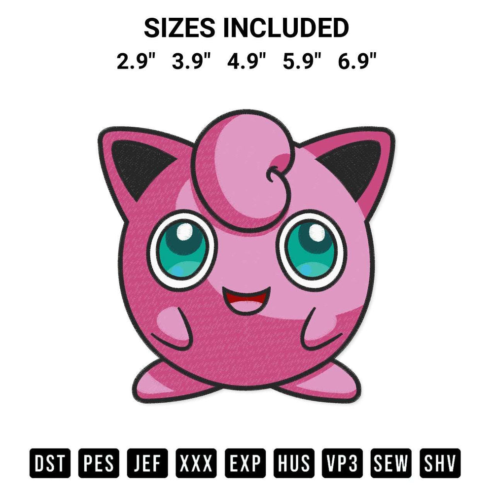 Stitch like a pro with the Pokemon Purin Cute Embroidery Design embroidery pattern from Designspacks.com. High-quality digital machine embroidery file. Available sizes: 2.9", 3.9", 4.9", 5.9", 6.9".