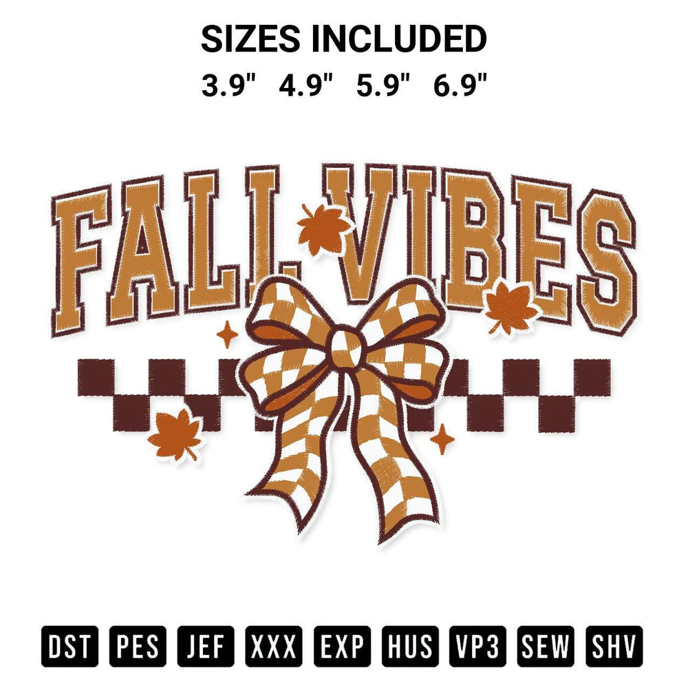Create amazing crafts with the Coquette Bow Fall Vibes Embroidery Design embroidery file. High-quality digital download from Designspacks.com, perfect for beginners and pros. Available sizes: 3.9", 4.9", 5.9", 6.9".