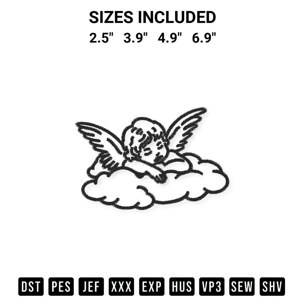 Discover the perfect addition to your crafting collection: Baby Angel Sleeping On Cloud Embroidery Design embroidery file. Instantly available at Designspacks.com. Available sizes: 2.5", 3.9", 4.9", 6.9".