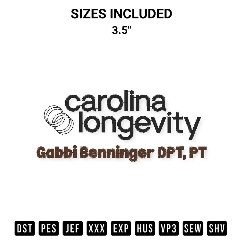 Looking for the perfect pattern? Download the Carolina Longevity Gabbi Benninger Embroidery Design embroidery design today at Designspacks.com. Crisp, clean stitching guaranteed. Available sizes: 3.5".
