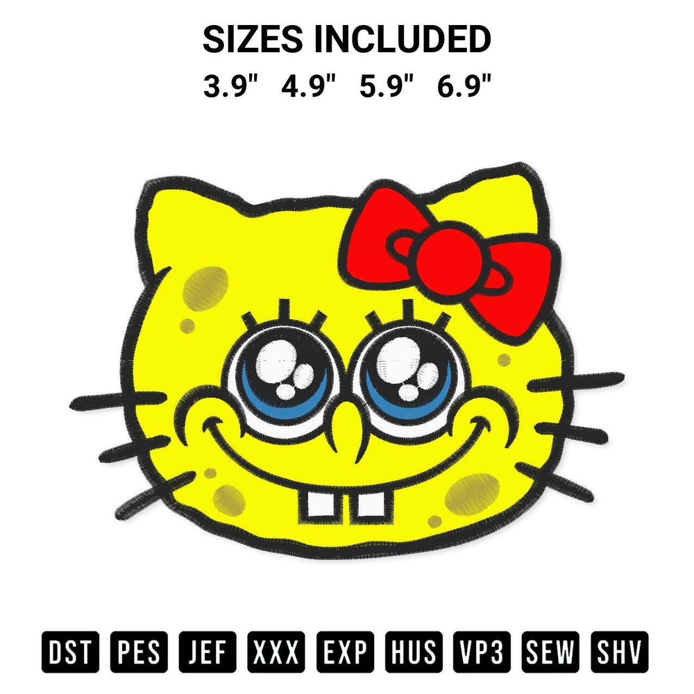 Elevate your next project with our Hello Kitty Spongebob Embroidery Design embroidery file. Shop high-quality digital patterns instantly at Designspacks.com. Available sizes: 3.9", 4.9", 5.9", 6.9".