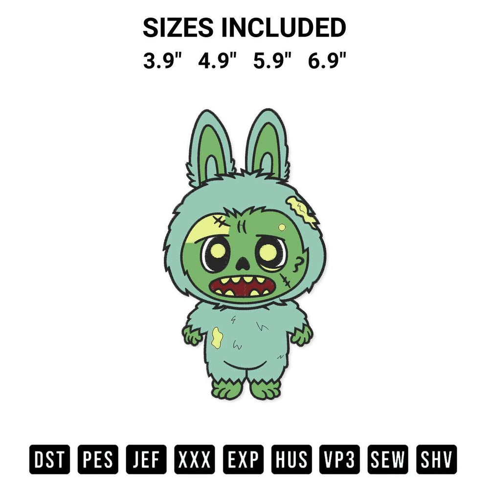 Elevate your next project with our Zombie Labubu Embroidery Design embroidery file. Shop high-quality digital patterns instantly at Designspacks.com. Available sizes: 3.9", 4.9", 5.9", 6.9".