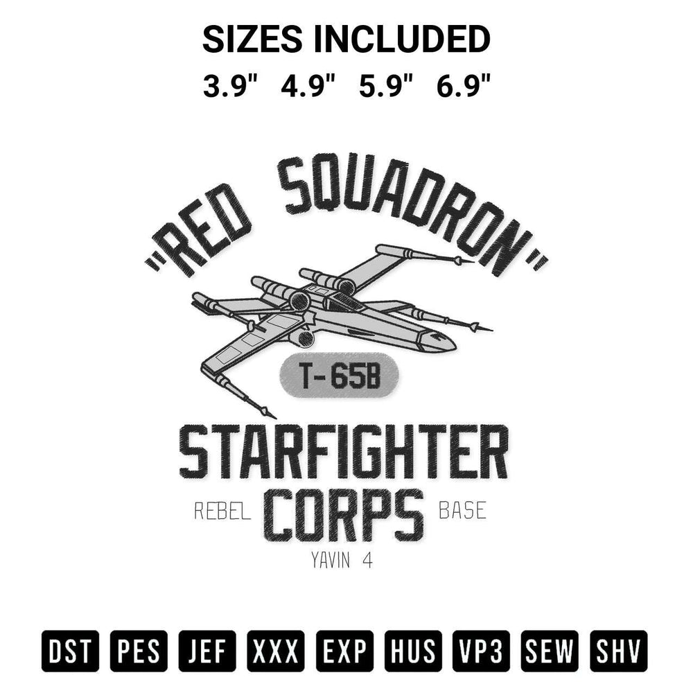 Elevate your next project with our Star Wars Red Squadron Starfighter Corps Logo Embroidery Design embroidery file. Shop high-quality digital patterns instantly at Designspacks.com. Available sizes: 3.9", 4.9", 5.9", 6.9".
