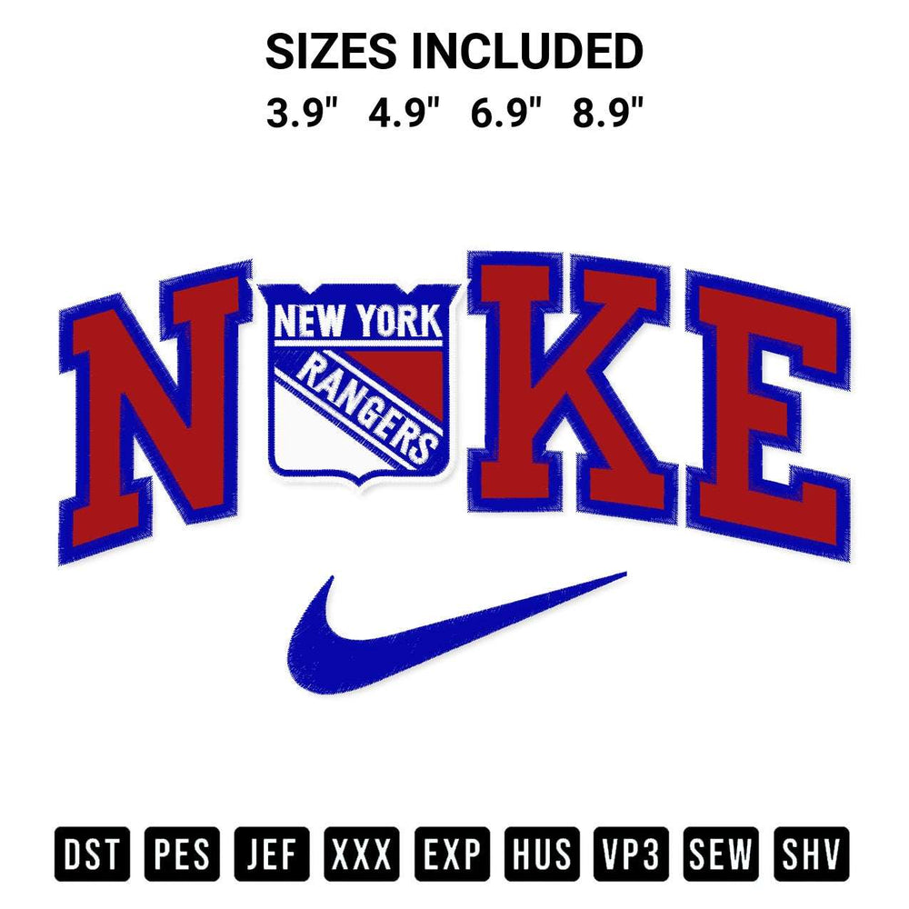 Download the New York Rangers X Nike Embroidery Design machine embroidery design exclusively at Designspacks.com. Premium digitized pattern for apparel and DIY crafts. Available sizes: 3.9", 4.9", 6.9", 8.9".