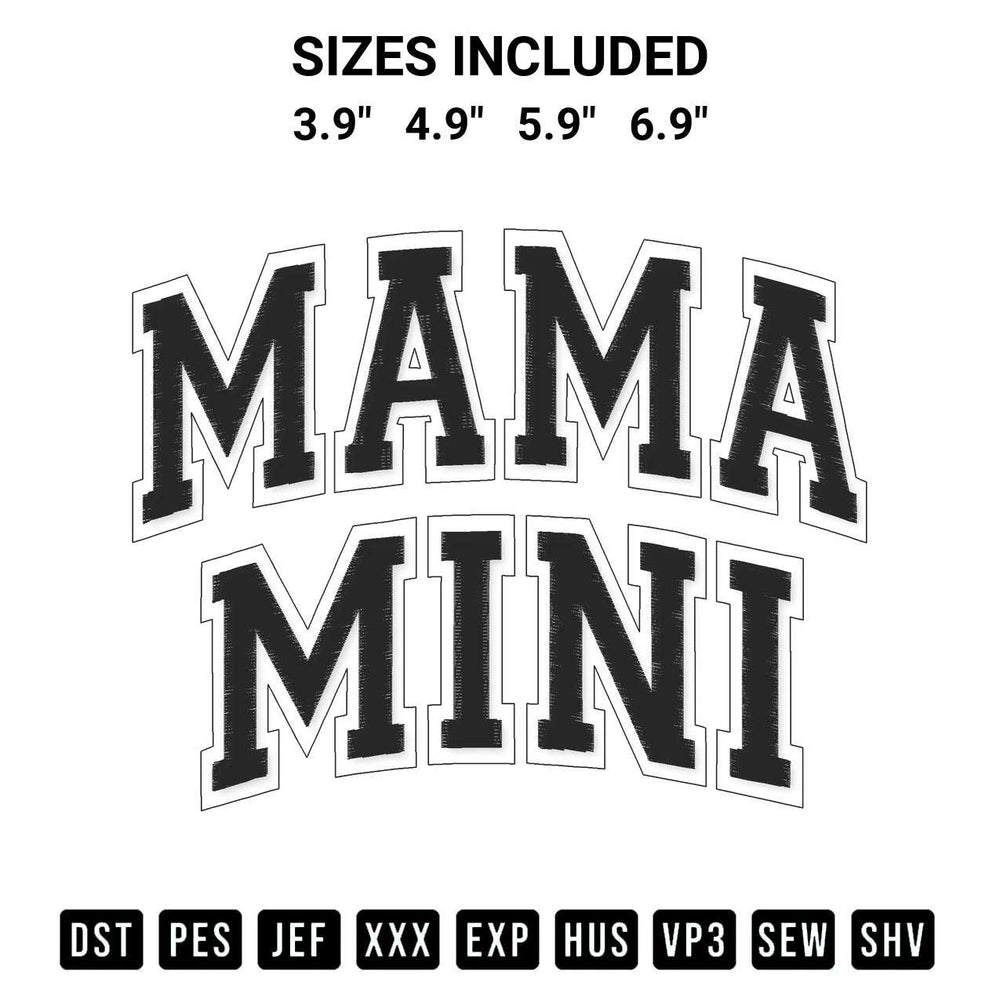 Transform your fabrics with the Mama And Mini Embroidery Design embroidery design. Instant access to premium digitized patterns at Designspacks.com. Available sizes: 3.9", 4.9", 5.9", 6.9".