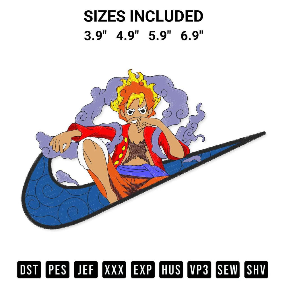 Elevate your next project with our Luffy Nike Embroidery Design embroidery file. Shop high-quality digital patterns instantly at Designspacks.com. Available sizes: 3.9", 4.9", 5.9", 6.9".