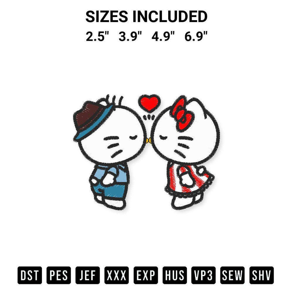 Stitch like a pro with the Hello Kitty Kiss Embroidery Design embroidery pattern from Designspacks.com. High-quality digital machine embroidery file. Available sizes: 2.5", 3.9", 4.9", 6.9".