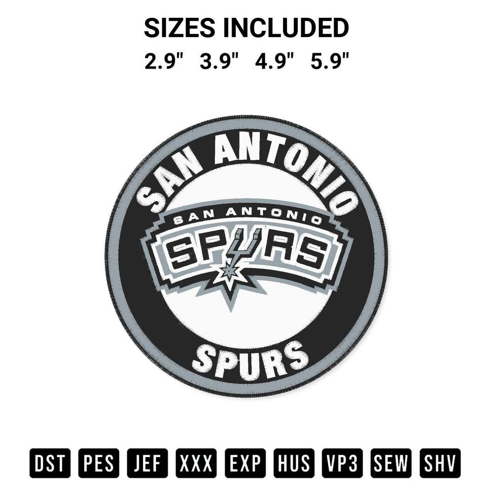 Get the San Antonio Spurs Circle Basketball Embroidery Design embroidery design for your custom crafts! Premium digitized files available for instant download at Designspacks.com. Available sizes: 2.9", 3.9", 4.9", 5.9".