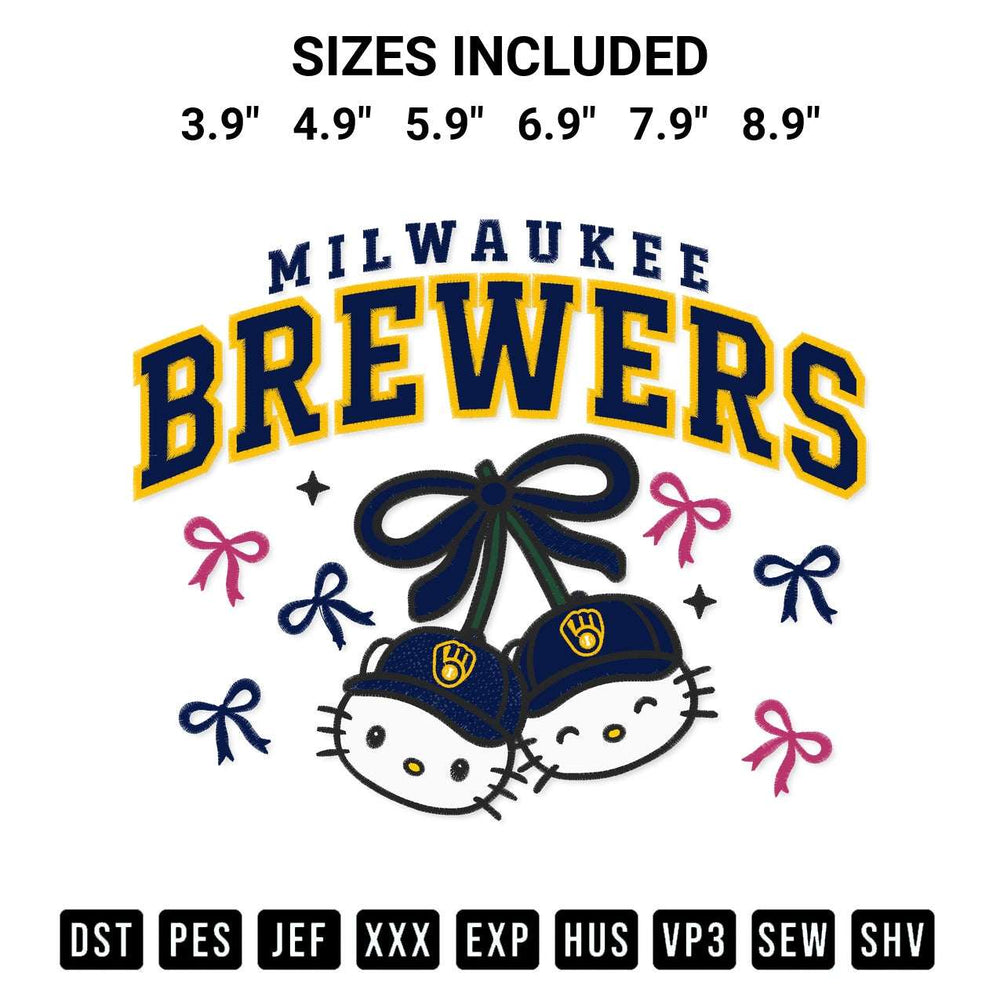 Add a unique touch to your apparel with the Milwaukee Brewers Hello Kitty Cherries Embroidery Design embroidery file. Premium instant download available now on Designspacks.com. Available sizes: 3.9", 4.9", 5.9", 6.9", 7.9", 8.9".