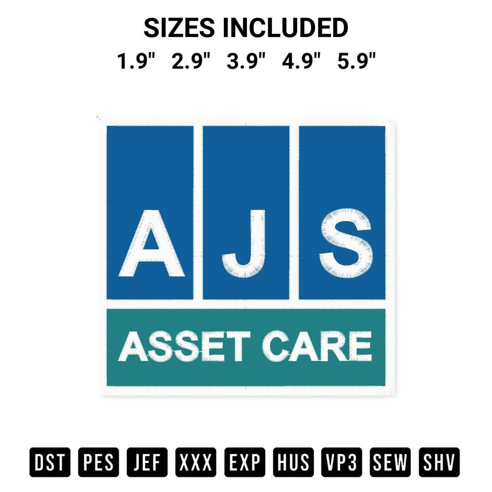 Discover the perfect addition to your crafting collection: Ajs Asset Care Embroidery Design embroidery file. Instantly available at Designspacks.com. Available sizes: 1.9", 2.9", 3.9", 4.9", 5.9".