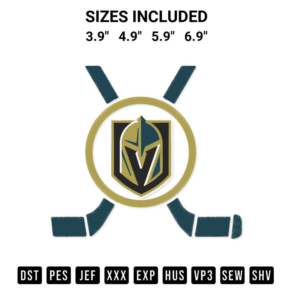 Transform your fabrics with the Nhl Vegas Golden Knights Team Embroidery Design embroidery design. Instant access to premium digitized patterns at Designspacks.com. Available sizes: 3.9", 4.9", 5.9", 6.9".