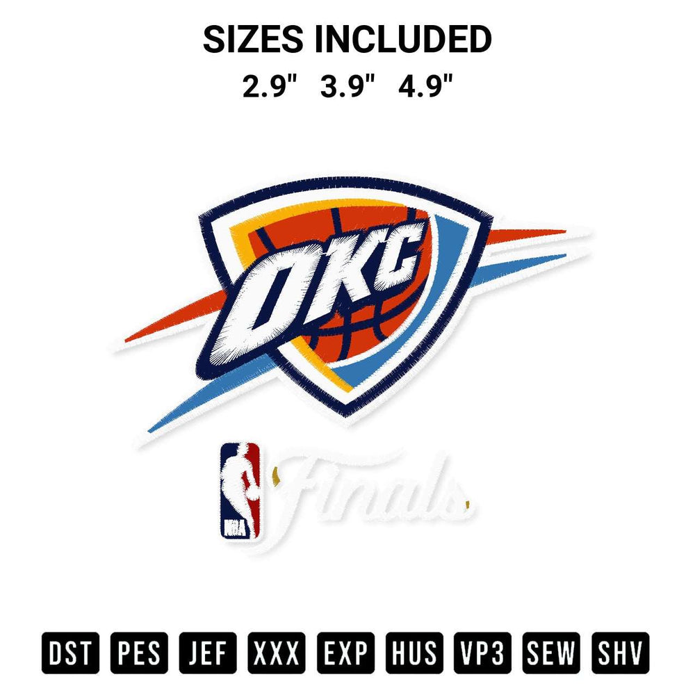 Elevate your next project with our Oklahoma City Thunder Nba Finals Embroidery Design embroidery file. Shop high-quality digital patterns instantly at Designspacks.com. Available sizes: 2.9", 3.9", 4.9".