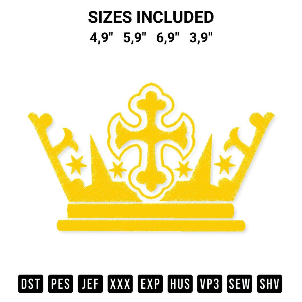 Add a unique touch to your apparel with the Crown Royal Party Christian Logo Embroidery Design embroidery file. Premium instant download available now on Designspacks.com. Available sizes: 4,9", 5,9", 6,9", 3,9".