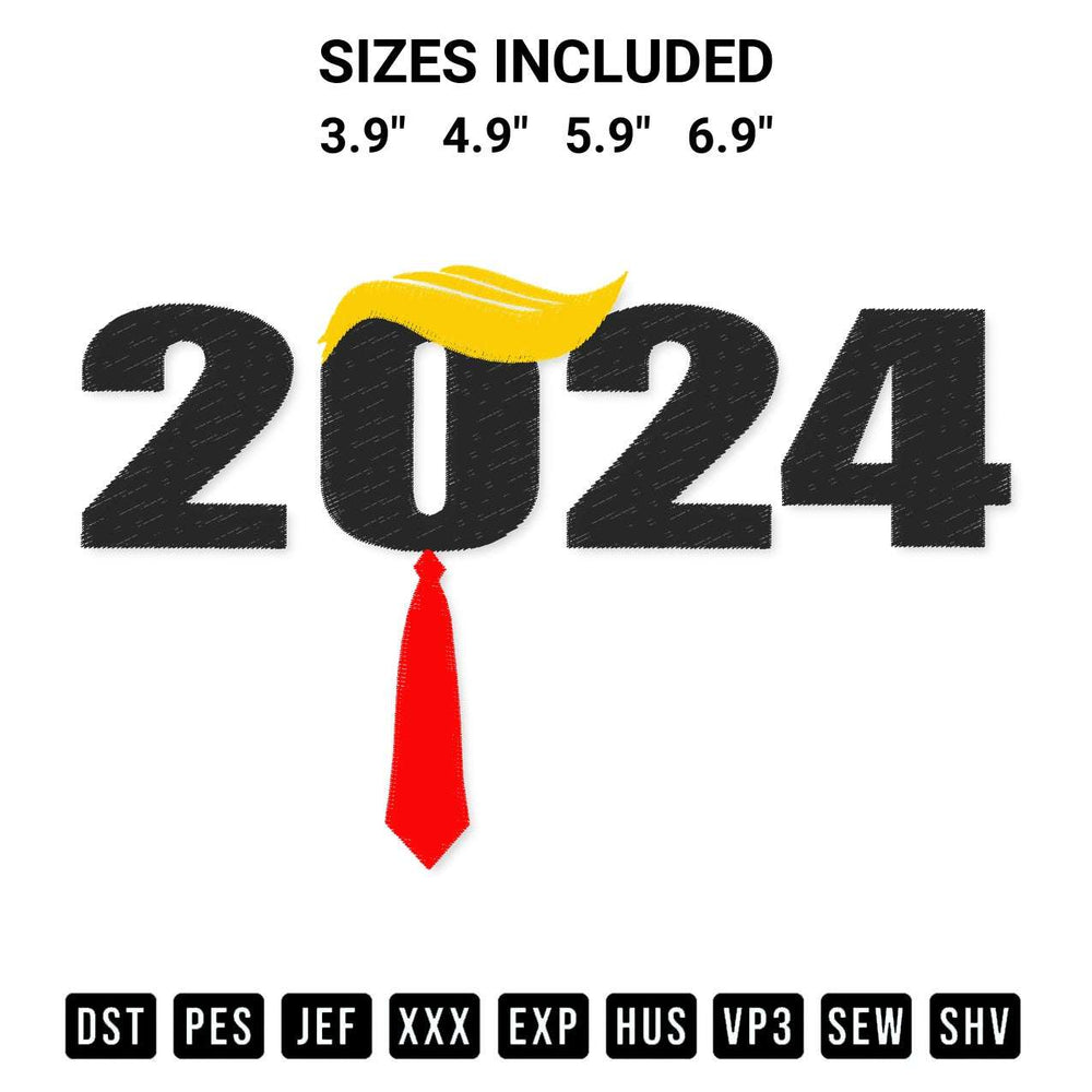 Elevate your next project with our Trump 2024 President Embroidery Design embroidery file. Shop high-quality digital patterns instantly at Designspacks.com. Available sizes: 3.9", 4.9", 5.9", 6.9".