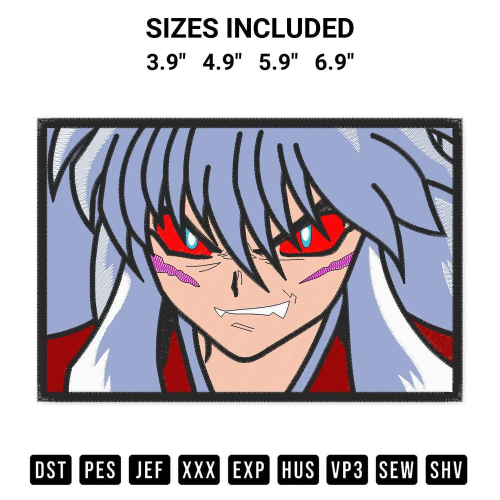 Elevate your next project with our Inu Yasha Embroidery Design embroidery file. Shop high-quality digital patterns instantly at Designspacks.com. Available sizes: 3.9", 4.9", 5.9", 6.9".