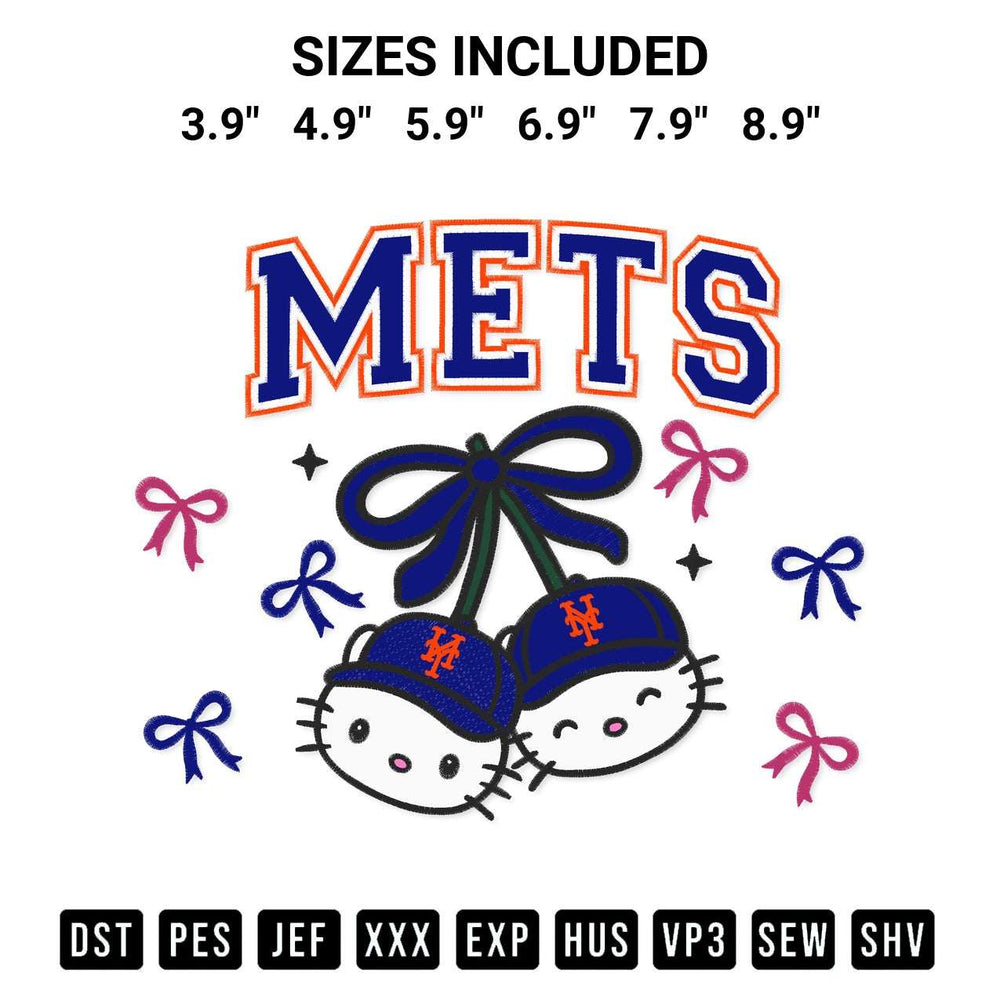 Elevate your next project with our New York Mets Hello Kitty Cherries Embroidery Design embroidery file. Shop high-quality digital patterns instantly at Designspacks.com. Available sizes: 3.9", 4.9", 5.9", 6.9", 7.9", 8.9".